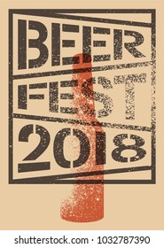 Beer Fest 2018 typographical stencil spray grunge style poster design. Retro vector illustration.