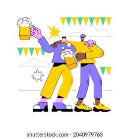 Beer fest abstract concept vector illustration. Street brewing, beer and music festival, outdoor fun, craft drink, street party, social event, enjoy entertainment abstract metaphor.