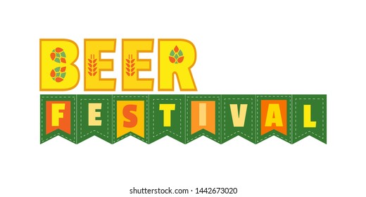 Beer fest hand drawn flat color vector lettering. Beer festival typographic fancy letters design element. Text isolated on white background. Fest invitation welcome flyer template cartoon illustration