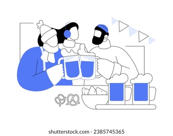 Beer fest isolated cartoon vector illustrations. Friends drink beer at Octoberfest trip and having fun, people lifestyle, leisure time together, alcohol beverages and snacks vector cartoon.