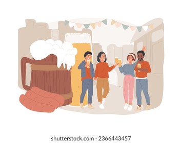 Beer fest isolated concept vector illustration. Street brewing, beer and music festival, outdoor fun, craft drink, street party, social event, enjoy entertainment vector concept.