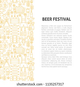 Beer Fest Line Pattern Concept. Vector Illustration of Outline Design.