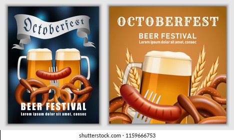 Beer fest october german banner concept. Realistic illustration of beer fest october party german vector banner for web