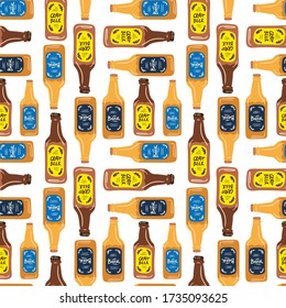 Beer fest seamless pattern illustration. Trendy style. Vector design template. Design for poster, card, invitation, placard, brochure, flyer.