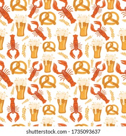 Beer fest seamless pattern illustration. Trendy style. Vector design template. Design for poster, card, invitation, placard, brochure, flyer.