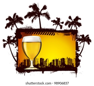 beer fest summer background with cup