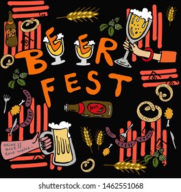 Beer fest vector illustration. Modern Oktoberfest Concept. Oktoberfest design for banners, posters, flyers, menu, etc