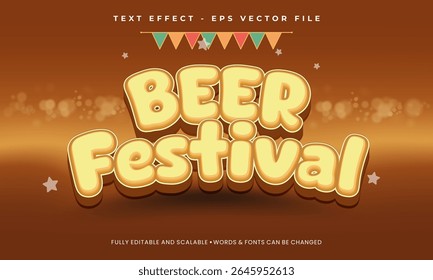 Efeito de texto do estilo 3d do festival de cerveja para o plano de fundo do oktoberfest