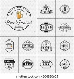 Beer festival badges logos and labels for any use, logo templates and design elements for beer house, bar, pub, brewing company, brewery, tavern, restaurant.