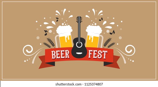 Beer festival banner, event poster, promotion. Vector concept design