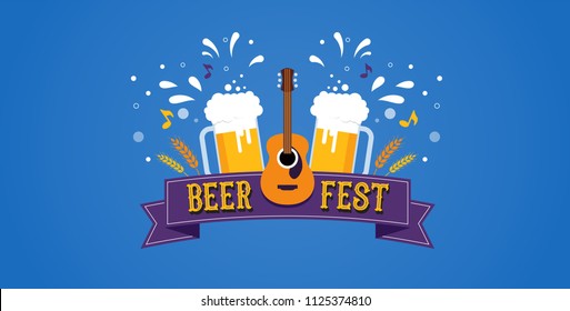 Beer festival banner, event poster, promotion. Vector concept design