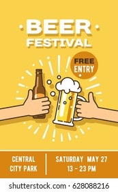 Beer festival in the city, event poster. Vector illustration.