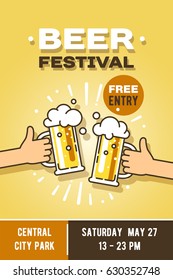 Beer festival in the city, event poster. Vector illustration.