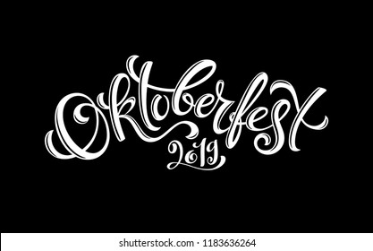 Beer festival decoration badge icon. Oktoberfest celebration background. Happy Oktoberfest in German lettering typography. Vector illustration