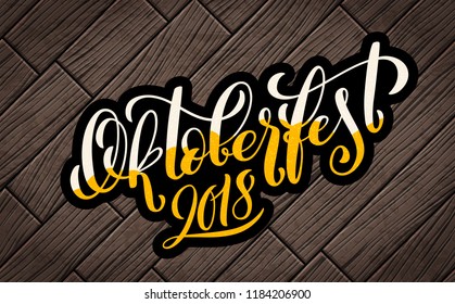 Beer festival decoration badge icon. Oktoberfest 2018 celebration background. Happy Oktoberfest in German lettering typography. Vector illustration