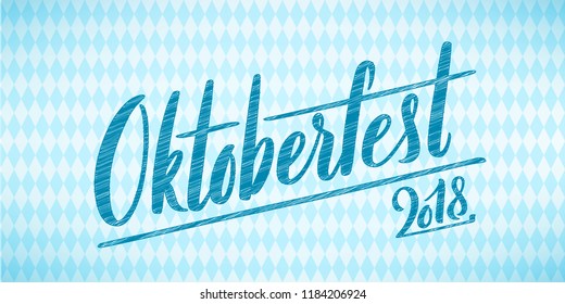Beer festival decoration badge icon. Oktoberfest 2018 celebration background. Happy Oktoberfest in German lettering typography. Vector illustration