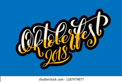 Beer festival decoration badge icon. Oktoberfest 2018 celebration background. Happy Oktoberfest in German lettering typography. Vector illustration