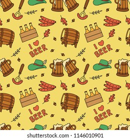 Beer festival doodle seamless background