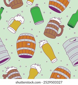 Beer Festival Element Illustration Seamless Pattern