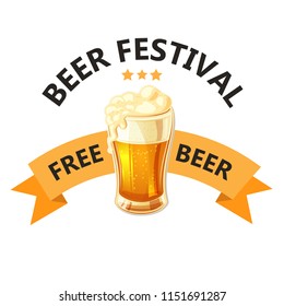 Beer Festival Free Beer Ribbon Mug Of Beer Background Vector Image
