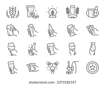 Beer festival icon set. It included liquor, alcohol, party, hang out, and more icons. Editable Vector Stroke.