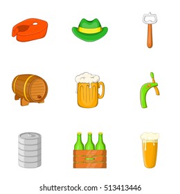 Beer festival icons set. Cartoon illustration of 9 beer festival vector icons for web