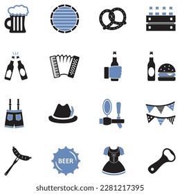 Beer Festival Icons. Two Tone Flat Design. Vector Illustration.