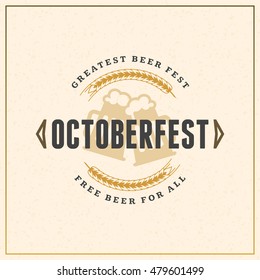 Beer festival Oktoberfest celebration. Retro style badge, label, emblem. Vector illustration. 