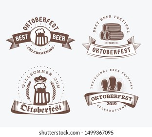 Beer festival Oktoberfest celebrations. Set of retro vintage beer badges, labels, logos for bar, pub, beer party. Vector design elements