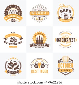 Beer Festival Oktoberfest celebrations. Set of retro vintage beer badges, labels, emblems. Vector design elements