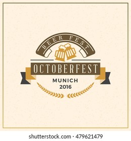 Beer Festival Oktoberfest celebrations. Set of retro vintage beer badges, labels, emblems. Vector design elements