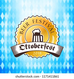 Beer festival Oktoberfest celebrations. Vintage beer badge. Vector illustration