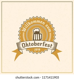 Beer festival Oktoberfest celebrations. Vintage beer badge. Vector illustration
