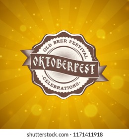 Beer festival Oktoberfest celebrations. Vintage beer badge. Vector illustration