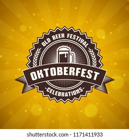 Beer festival Oktoberfest celebrations. Vintage beer badge. Vector illustration