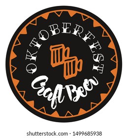 Beer festival, Oktoberfest craft beer, handwritten calligraphy logo lettering, lettering vector illustration composition. Design for postcards, t-shirts, banners, greeting card, event, flyer, beer coaster EPS 10