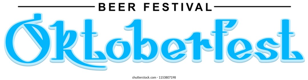 Beer Festival Oktoberfest hand writing calligraphy text. Isolated on white vector illustration