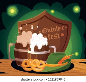 beer festival oktoberfest with mug and foam vector illustration design