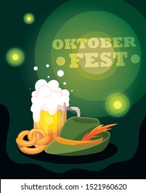 beer festival oktoberfest with mug and foam vector illustration design