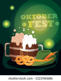 beer festival oktoberfest with mug and foam vector illustration design