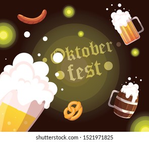 beer festival oktoberfest with mug and foam vector illustration design