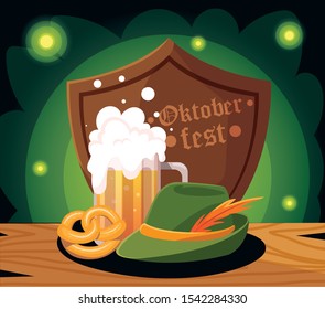 beer festival oktoberfest with mug and foam vector illustration design