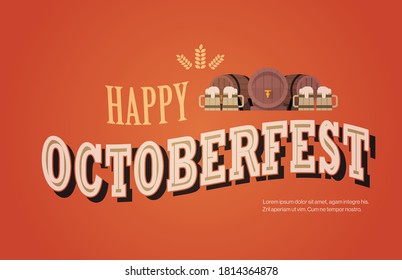 beer festival Oktoberfest party celebration concept lettering greeting card or flyer horizontal banner or poster vector illustration