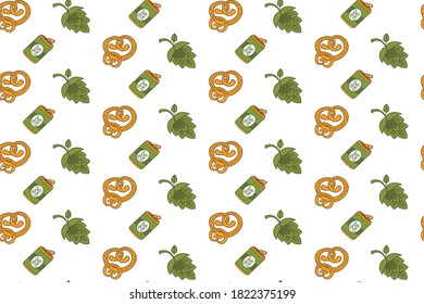 beer festival Oktoberfest party celebration concept seamless pattern greeting card vector illustration