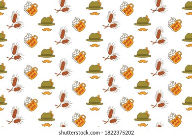 beer festival Oktoberfest party celebration concept seamless pattern greeting card vector illustration