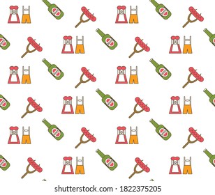 beer festival Oktoberfest party celebration concept seamless pattern greeting card vector illustration