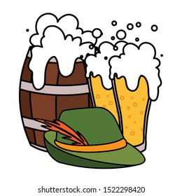 beer festival oktoberfest with set of icons vector illustration design