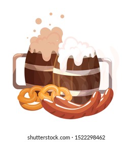 beer festival oktoberfest with set of icons vector illustration design
