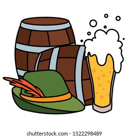 beer festival oktoberfest with set of icons vector illustration design