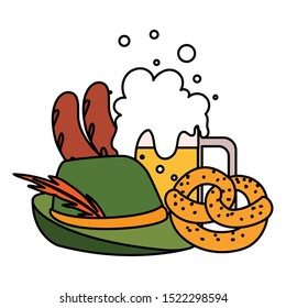 beer festival oktoberfest with set of icons vector illustration design